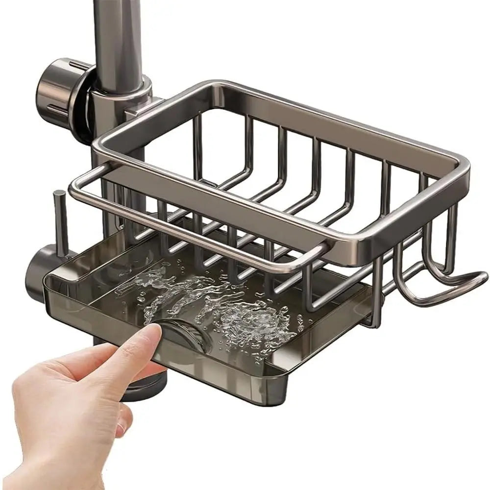 support vaisselle transparent moderne noir gris grille clips gants brosses vaisselles