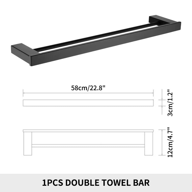 porte serviettes mural double acier inoxydable noir argenté doré moderne électroplaqué fixations serviettes
