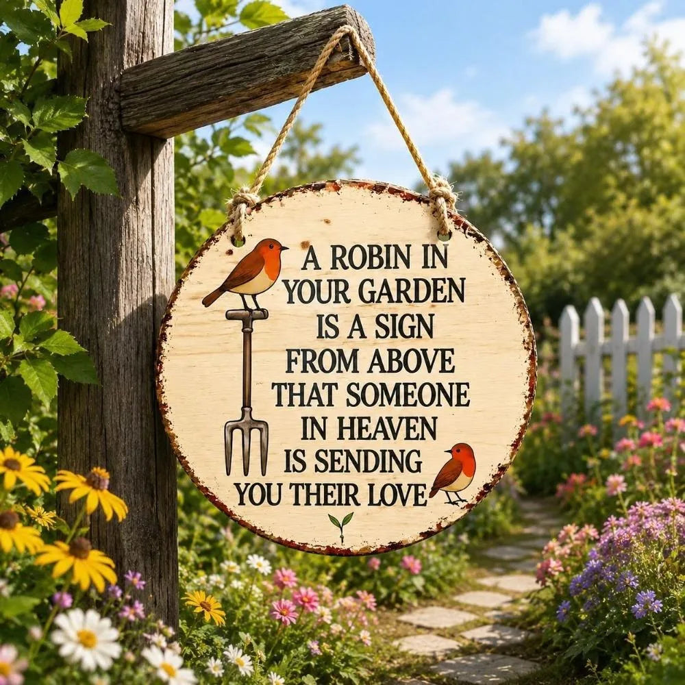 plaque decorative ronde bois oiseaux texte naturel rustique exterieur intérieur corde pastorale