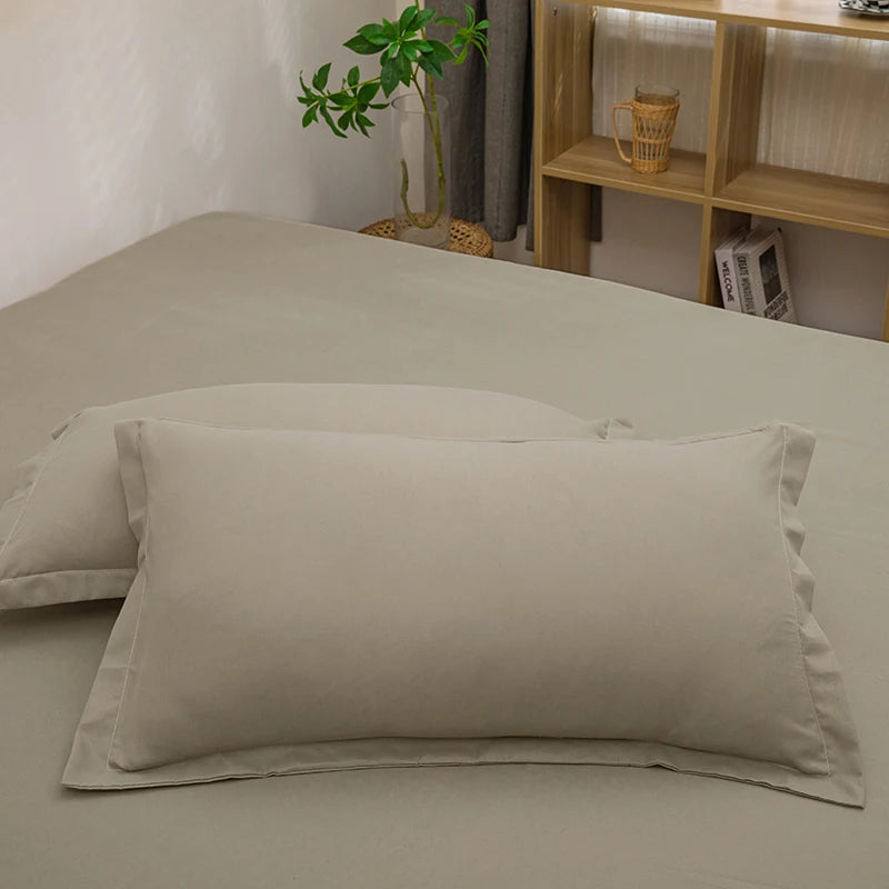 taies d'oreiller simples coton polyester 48x74cm gris roseclair unis opaques lit maison