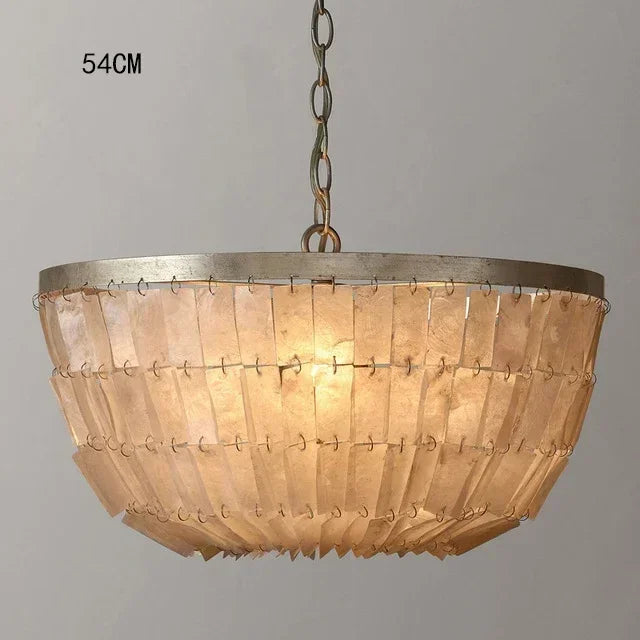 lustre pendentif coquillage vintage blanc doré salon chambre restaurant