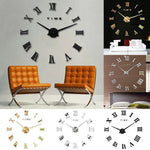 horloge murale moderne or noir numéros romains adhésive opaque chambre