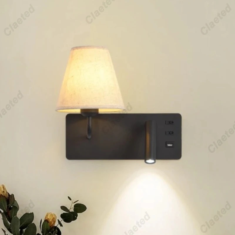 lampe murale moderne prise usb abatjour orientable blanc beigeclair