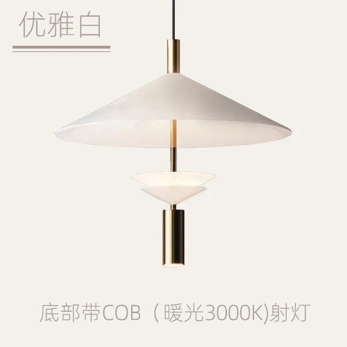 suspension lumineuse moderne conique rouge blanc doré cristal salon salle manger
