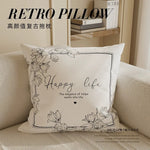housse coussin moderne motif floral polyester respectueux environnement blanc noir fixations