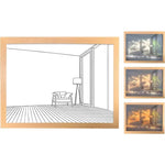 lampe ambiance rectangle cadre photo monochrome diffusion lumiere texture bois moderne