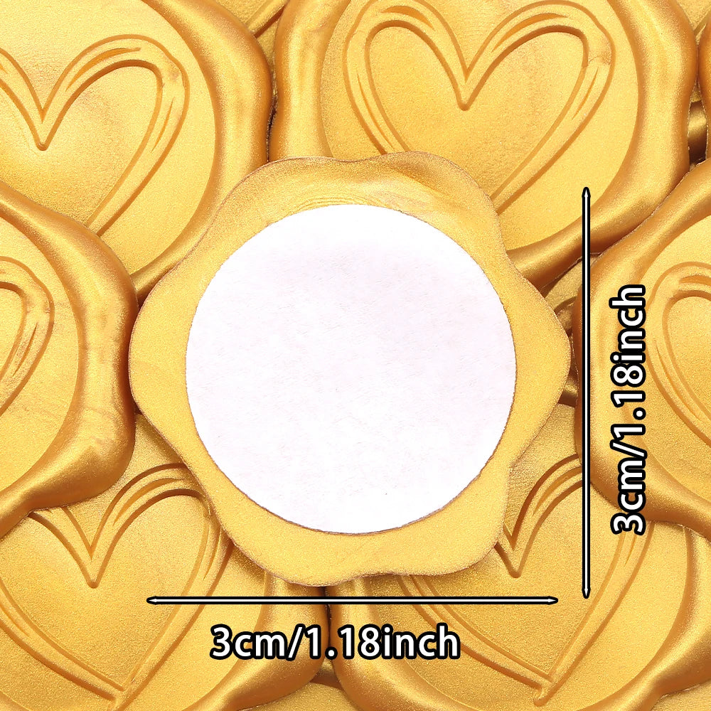 timbres cire coeurs classiques adhésifs rouge beige doré vert rose blanc