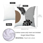 taies d'oreiller polyester motifs géométriques feuilles moderne blanc marron noir opaques canapé lit 40x40cm