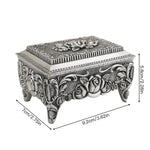 boîte bijoux argentée ornements floraux classique réutilisable rangement bijoux baroque cadenas vintage