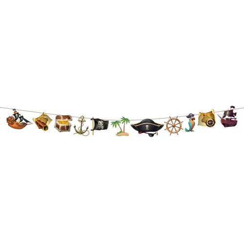 guirlande decoration anniversaire theme pirate crane sabre ancre roue bateau carte tresor papier