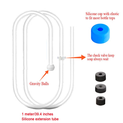 distributeur liquide moderne argenté adhésif corps plastique tête inoxydable tube silicone bouteille plastique minimaliste
