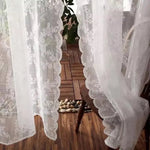 rideau blanc broderie florale transparent classique quatre saisons salon chambre