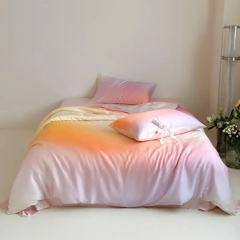 lit drap violet gris moderne ultra doux soyeux housses oreillers taies soft confortable été