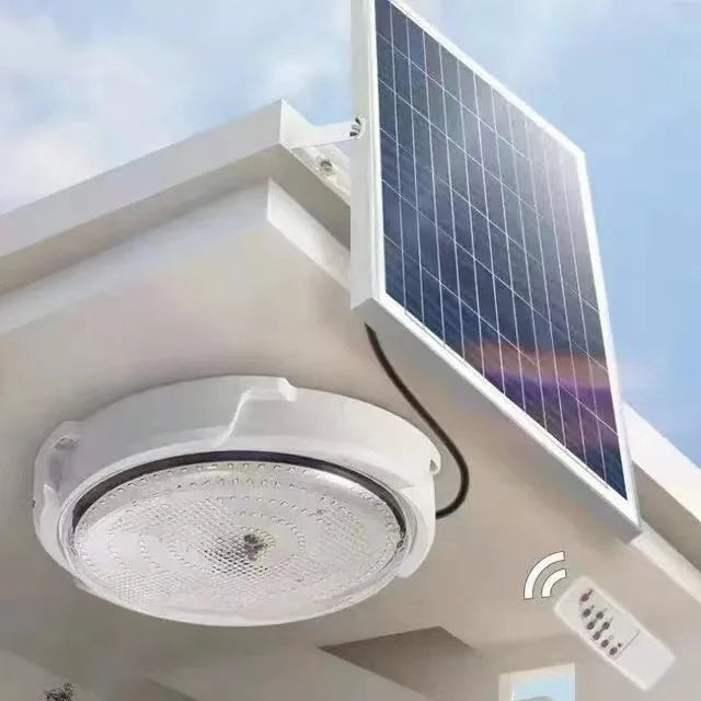 lampe solaire moderne blanc points lumineux télécommande panneau solaire auto installationextérieurintérieur