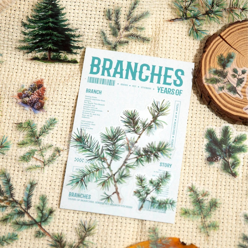 autocollants arbres branches feuilles fleurs scrapbooking étiquettes journal papeterie tasse planificateur transparents naturels