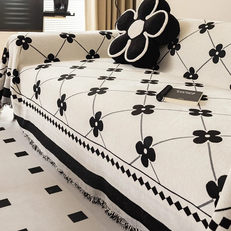couverture canapé orange motif géométrique moderne adhésif lavable machine 180x230cm
