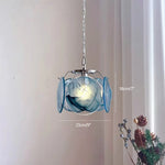 lampe suspendue moderne verre coloré transparent chaîne métallique salon chambre restaurant