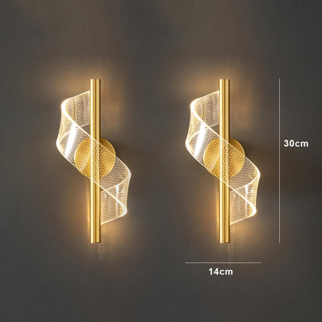suspension lumineuse moderne or blanc spirale transparent chambre salon