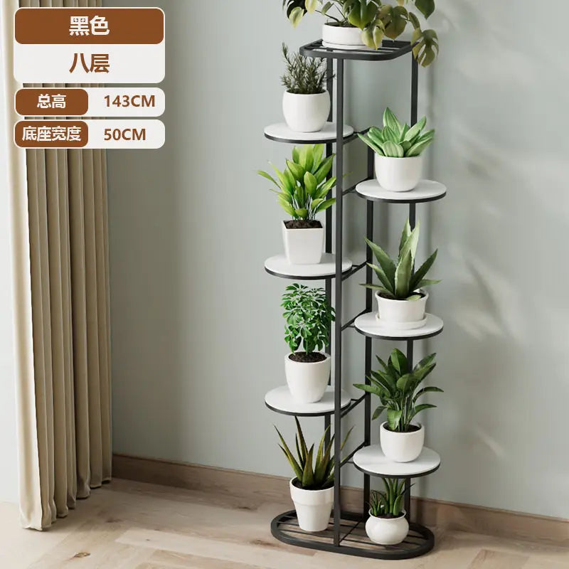 étagère métal multi niveaux plantes moderne extérieur intérieur or noir blanc