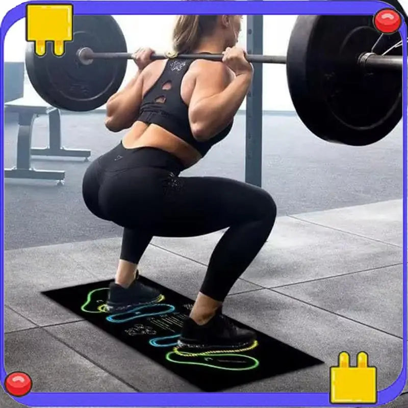 tapis d'entraînement fitness multicolore antidérapant squats marquages musculaires usage maison sport