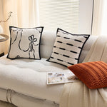 housse coussin géométrique noir blanc modernes 45x45cm amovibles lavables adultes casa bohème