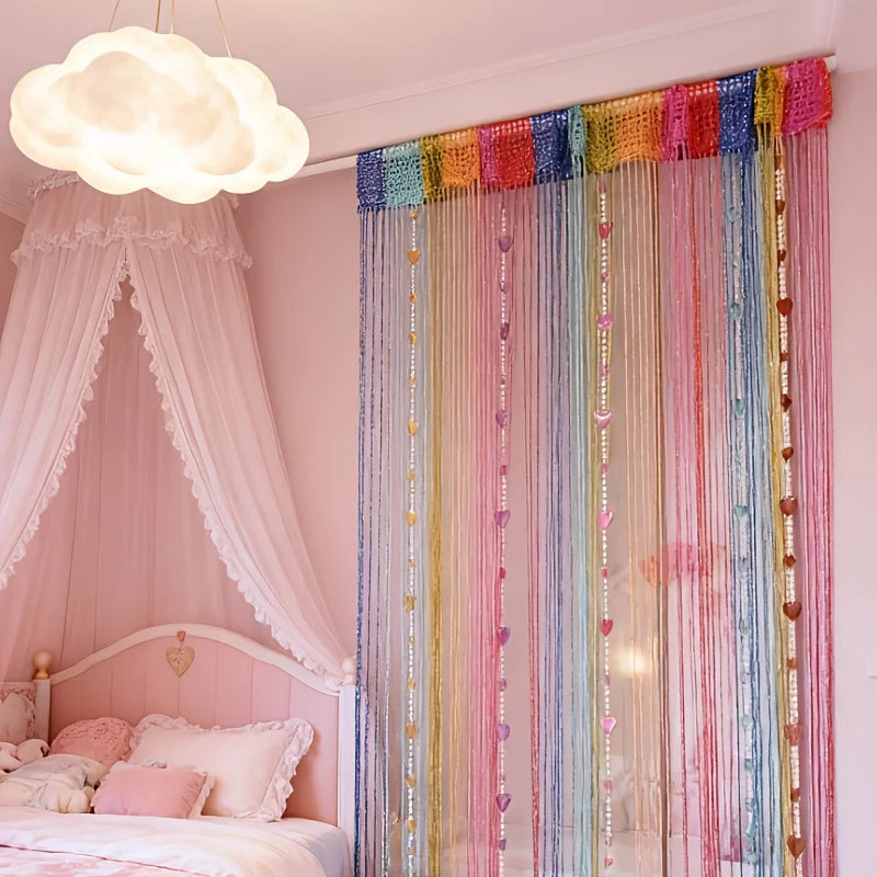 rideau porte multicolore filigrane coeurs moderne non doublé transparent décoration intérieure