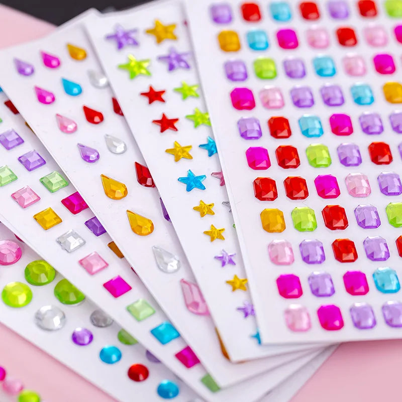 strass autocollant 3d formes coeur fleur etoile multicolores decoration bricolage