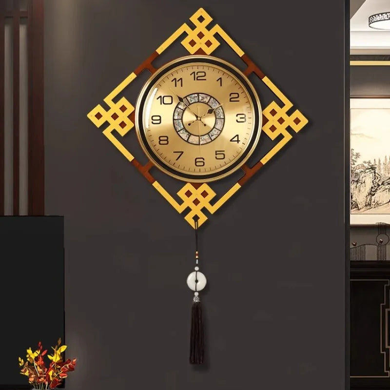 horloge murale or noir motif géométrique tissu classique tassel moderne