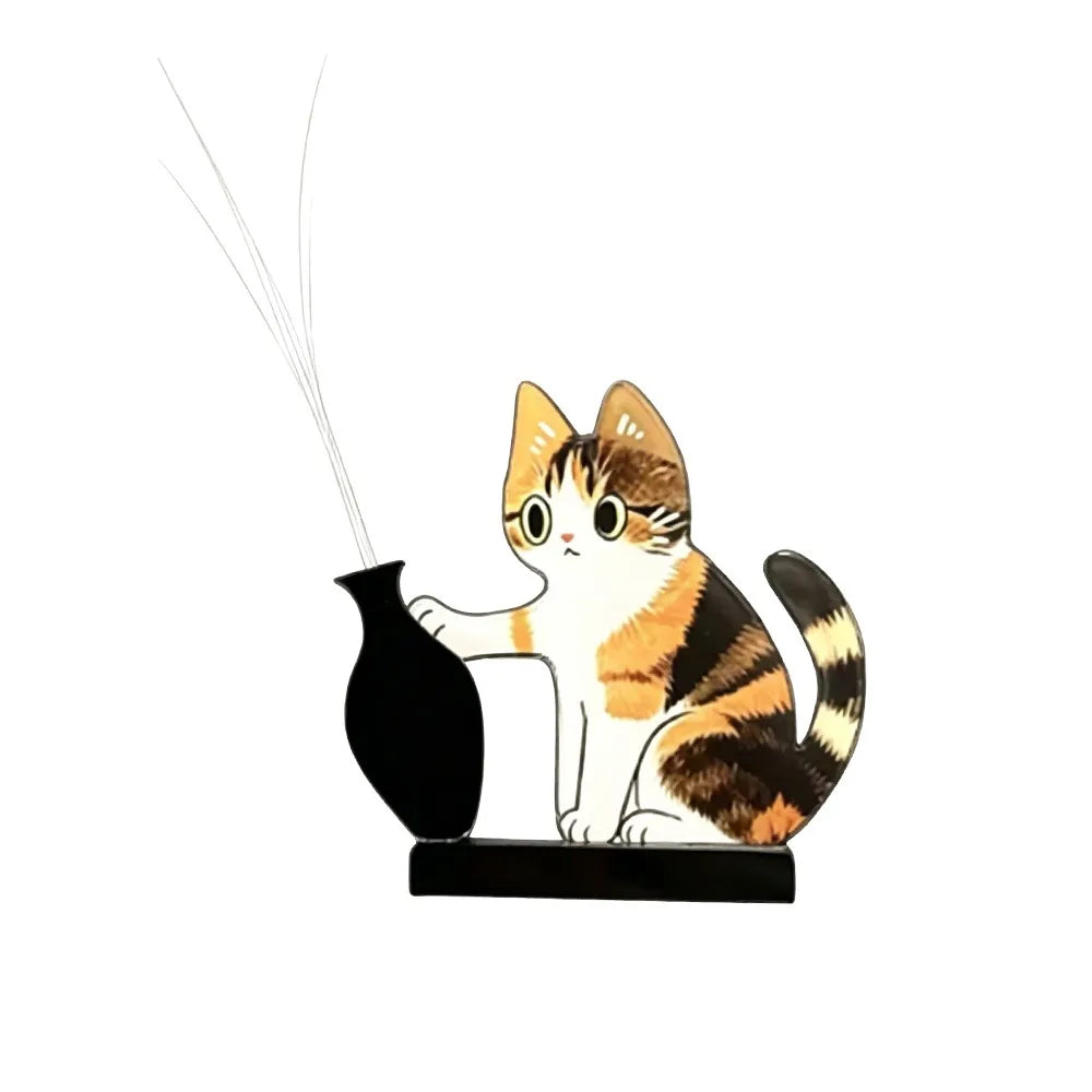 aimants chats dessin animé chat blanc noir orange vase assis tenancient vase