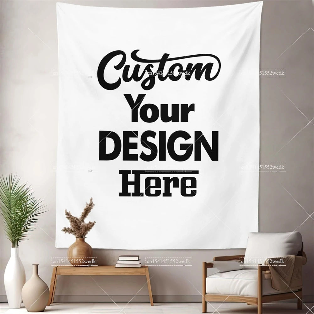 tapisserie murale personnalisable texte collage photos moderne noir blanc multicolore decoration intérieure hippie kawaii