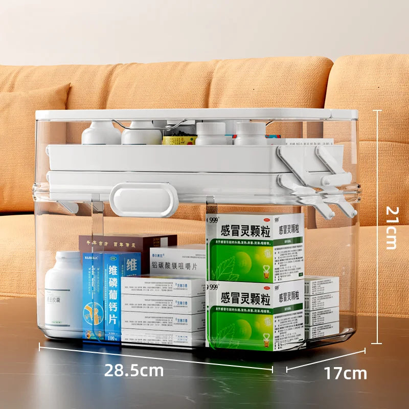 boîte médicaments transparente moderne réutilisable portable blanc beige
