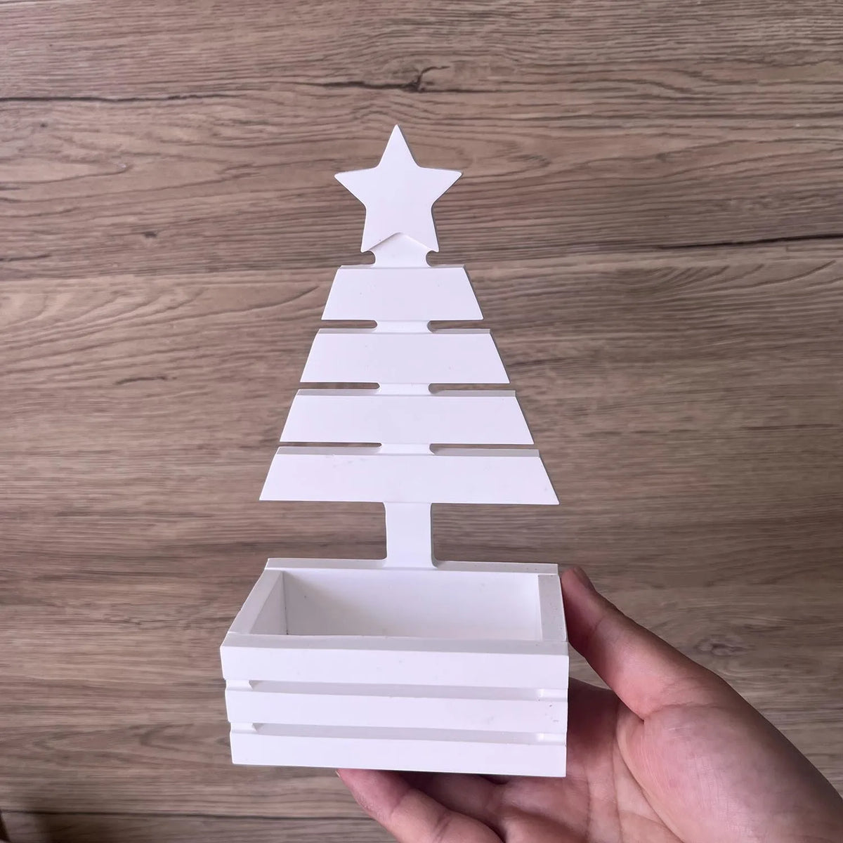 moule silicone decor noel boite sapin blanc decoration moderne rustique festive echangement résine platre