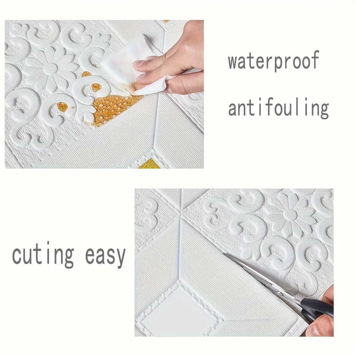 panneaux decoratifs murals blancs motifs floraux modernes resitants humidite stickers adhesifs chambre salon cuisine