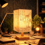 lampe table chinois calligraphie bois lumière douce décoration intérieure asiatiqueversible interrupteur bouton