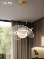lumière suspendue moderne or blanc gris plissée ondulée transparente minimaliste