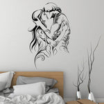Autocollant mural couple avion design moderne rouge sur mur blanc
