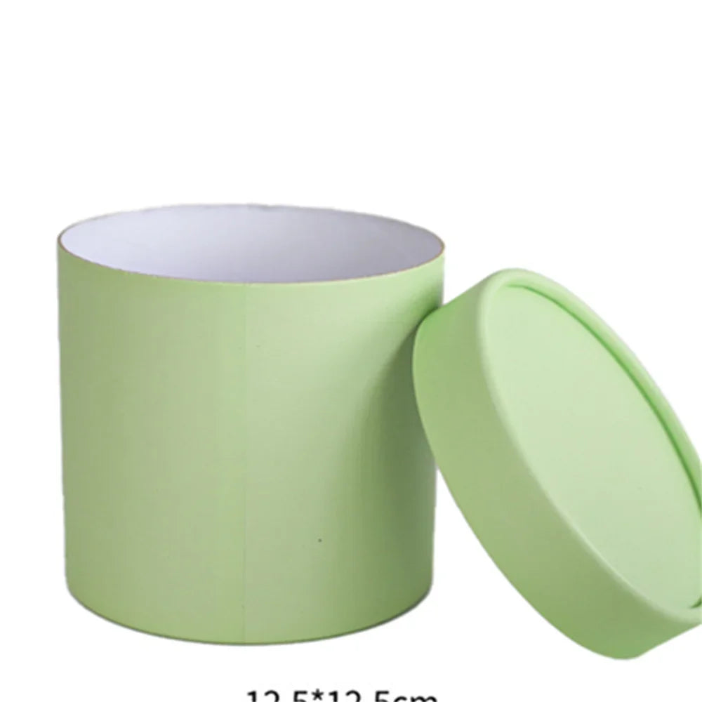 boîte circulaire moderne vert rose jaune ruban carte souhaits occasion fête anniversaire mariage