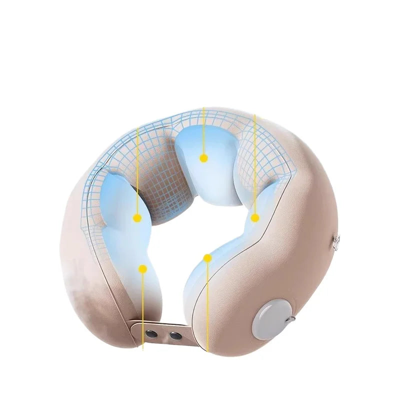 oreiller voyage forme polyester beige doux moderne dégonflement poignée transport confortable suction voyage tranches