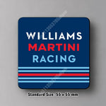 coasters aimants réutilisables rayures racing bleu rouge blanc Williams Martini