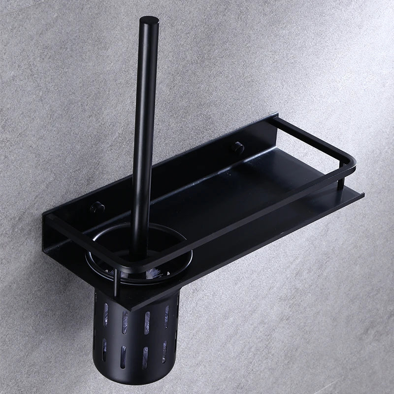 brosse wc noir support mural inoxydable moderne ensemble nettoyage toilette