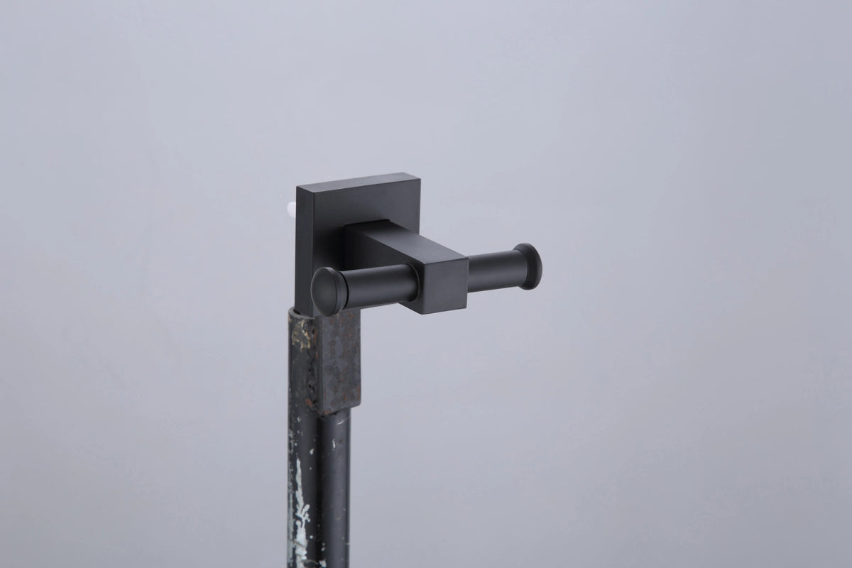 accessoires salle bain noir moderne porte serviettes porte gobelets fixations murales métal