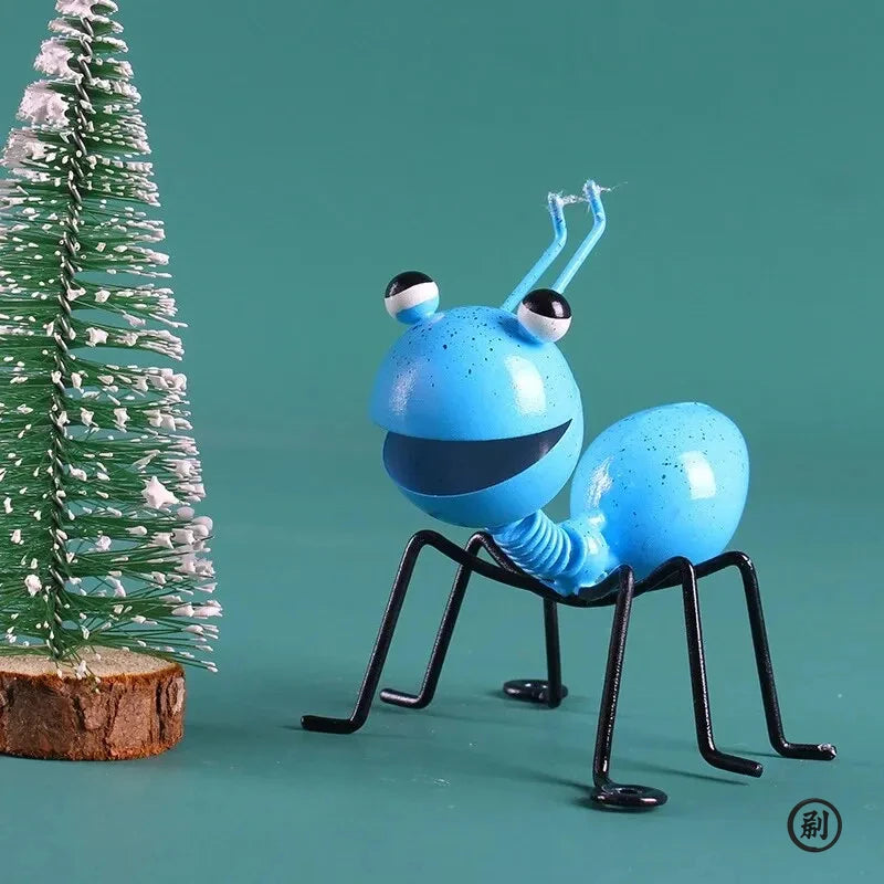 figurines insectes rouge vert bleu orange clips métal brillance artisanal jardin intérieur extérieur