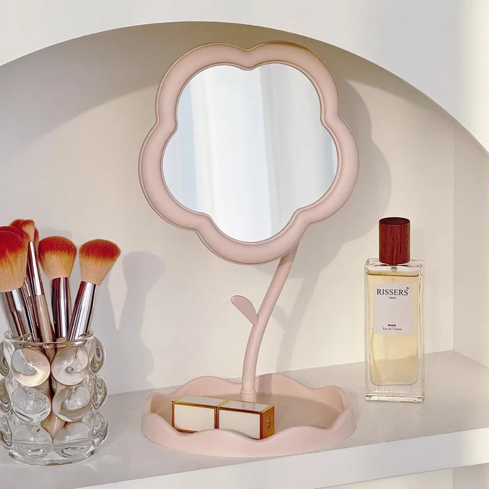 miroir table moderne rose clair jaune pâle blanc forme fleur brillant minimaliste portable chambre