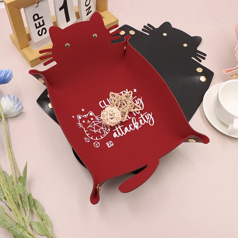 porte clés bijoux clés cosmétiques chat moderne rouge noir bleu textes dorés portable domestique
