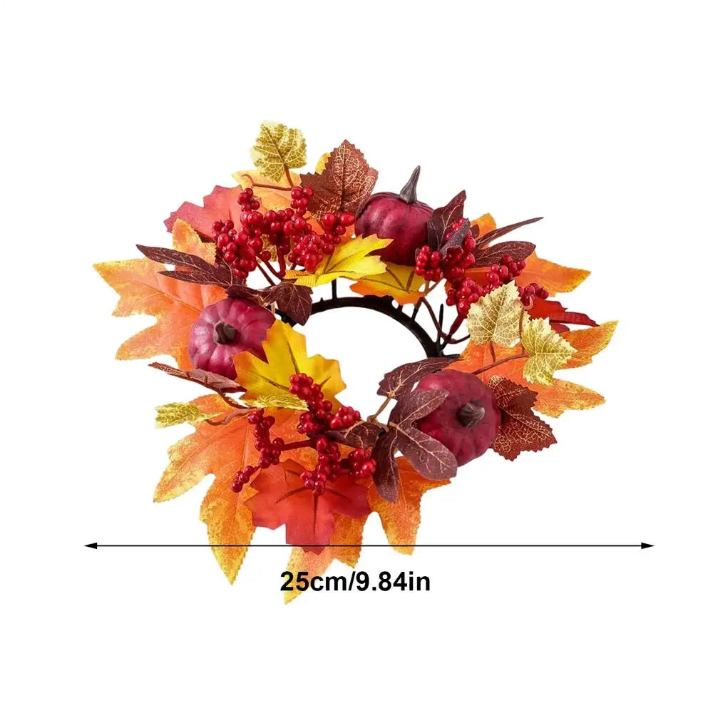 décoration automne feuilles d'érable citrouilles bougies décoratives extérieures orangées rouges jaunes vertes saisonnières