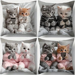 taies d'oreiller imprimées polyester chatons mignons coussins décoratifs zippés maison 45x45cm 50x50cm chambre lit