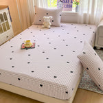 draps lit rayés gris moderne élastique coton polyester adultes housse lit coussins tasse plateau