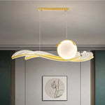 suspension lumineuse moderne vague motif floral acrylique led dimmable noir doré blanc