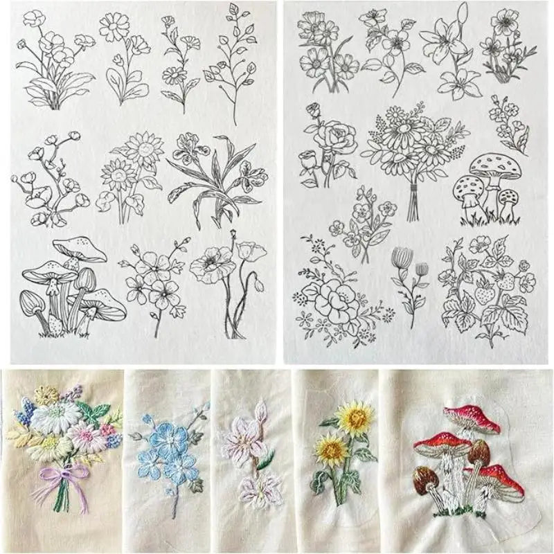 feuilles adhésives broderie transparentes motifs floraux lettres alphabet découpées étiquettes solubles acrylique imprimables adultes