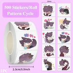 sticker autocollant cartoon personnages mignons motifs colorés 500 pièces rouleau scrapbooking journal intime carnet